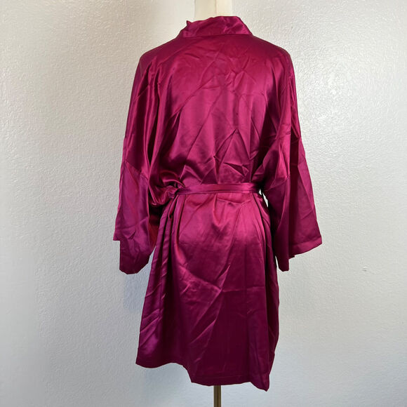 VTG Victorias Secret Angels Robe Womens OS Pink Satin Kimono Glam Lounge Y2K - Picture 6 of 15